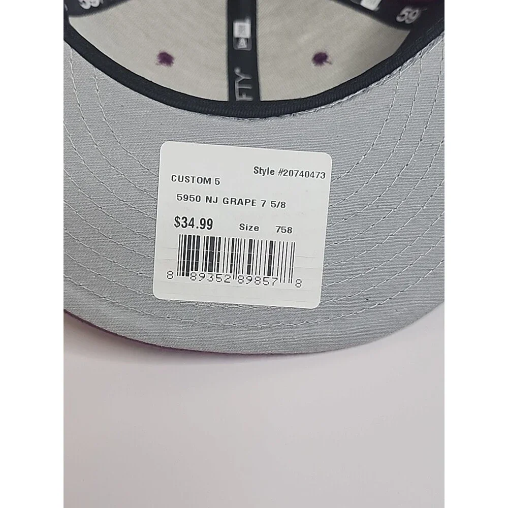 New Jersey New Era 59Fifty Purple Grape Hat Cap NJ Size 7 5/8 New